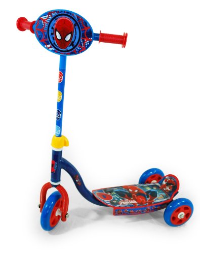 Ultimate Spiderman- Spider-Man Patinete 3 Ruedas Spiderman, Color Azul Oscuro con Dibujo (Saica 9423)