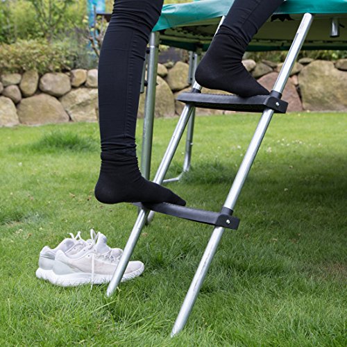 Ultrasport Escalera para cama elástica, escalera estable con 2 escalones antideslizantes, escalera de acero para colgar, accesorio compatible con trampolines con altura de entrada hasta 90 cm