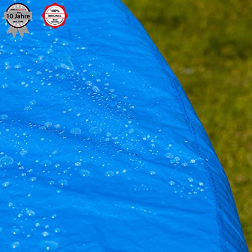 Ultrasport Toldo de protección contra la intemperie para trampolines, con diámetro 180/183, 251 cm, 305 cm, 366 cm y 430 cm, cordón, hecho de lámina de PVC resistente, azul