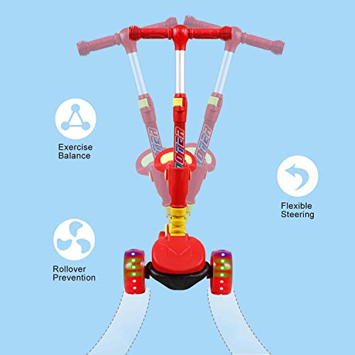 UNI-SUN Patinete niño 3 años, Patinete niño 6 años, Patinete niña, Patinete Infantil Plegable 3 Grandes Ruedas LED Intermitentes, Ajustable en Altura, Apto para 2, 3-10 años