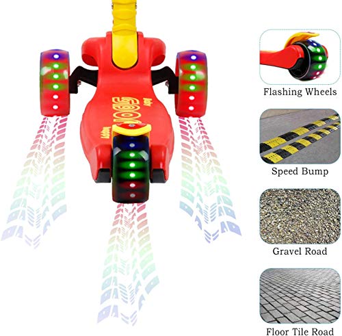 UNI-SUN Patinete niño 3 años, Patinete niño 6 años, Patinete niña, Patinete Infantil Plegable 3 Grandes Ruedas LED Intermitentes, Ajustable en Altura, Apto para 2, 3-10 años