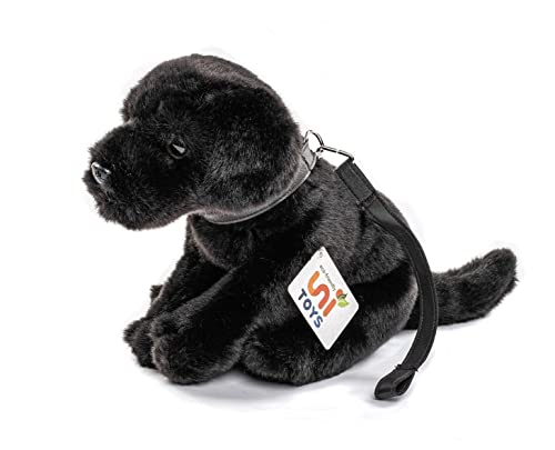 Uni-Toys - Cachorro labrador (negro) con correa – 23 cm (altura) – Perro de peluche – Peluche de peluche – Animal de peluche