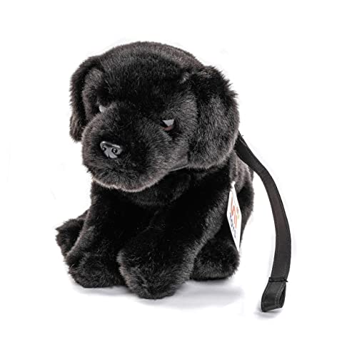 Uni-Toys - Cachorro labrador (negro) con correa – 23 cm (altura) – Perro de peluche – Peluche de peluche – Animal de peluche