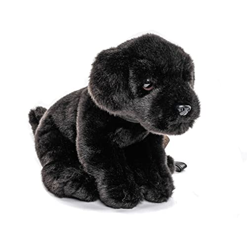 Uni-Toys - Cachorro labrador (negro) con correa – 23 cm (altura) – Perro de peluche – Peluche de peluche – Animal de peluche