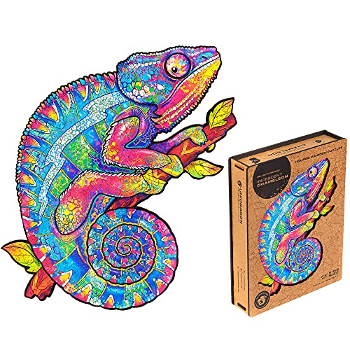 Unidragon - Puzzle de madera (31 x 41 cm), diseño de camaleón iridiscente, 315 unidades, tamaño king