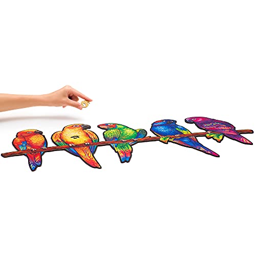 UNIDRAGON Rompecabezas de madera, el mejor regalo para adultos y niños, piezas de forma única, loros juguetones, 72 x 40 cm, 620 unidades, tamaño real