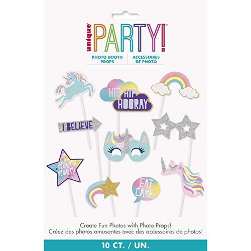 Unique Party - Accesorios de Fotomatón - Diseño de Fiesta de Unicornio - Conjunto de 10 (72509)