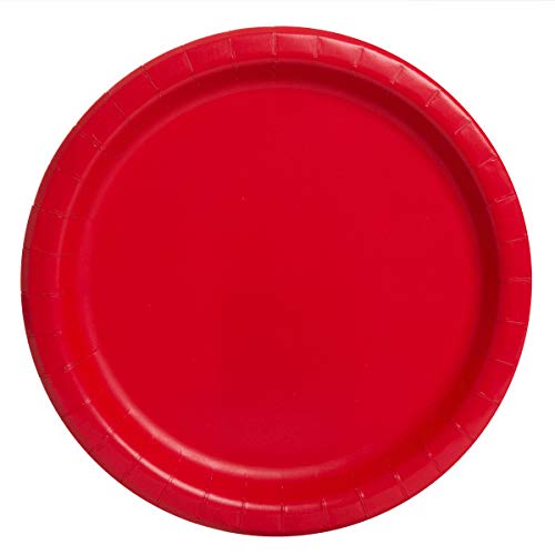 Unique Party - Platos de Papel - 17.1 cm - Rojo - Paquete de 20 (31454)