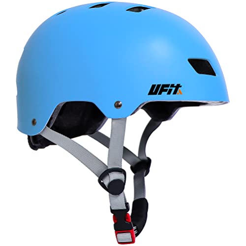 UniqueFit Caschi regolabili per Bambini e Ragazzi, per Scooter, Skateboard, Rollerblade (Light Blue, Large:58-61cm/22.8"-24.0")