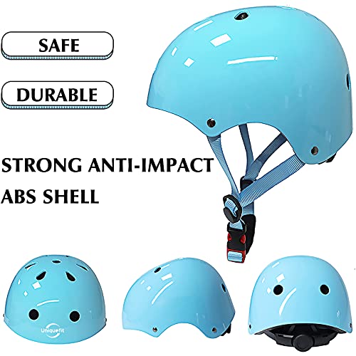 UniqueFit Niños Casco Juvenil Niños Niñas Casco Ajustable para Ciclismo Patineta Scooter Patineta BMX BMX (Azul Brillante, Small(3-8 años))