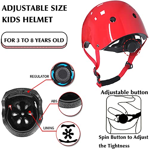 UniqueFit Niños Casco Juvenil Niños Niñas Casco Ajustable para Ciclismo Patineta Scooter Patineta BMX BMX (Rojo Brillante, Small(3-8 años))