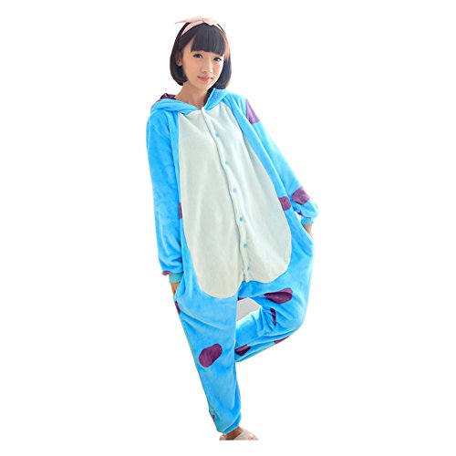 Unisexo Comodidad Suave Franela Animales Traje de Dormir Cosplay Ropa de Salón Pijamas (S, Azul Vaca)