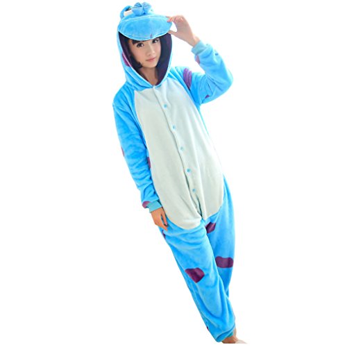 Unisexo Comodidad Suave Franela Animales Traje de Dormir Cosplay Ropa de Salón Pijamas (S, Azul Vaca)