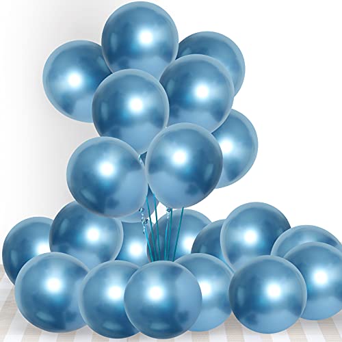 Unisun Globos metálicos, 20 unidades de 30,5 cm de grosor, globos de helio azul metálico para cumpleaños, baby shower, boda, aniversario, festival, carnaval, fiesta, decoración (azul)