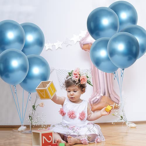 Unisun Globos metálicos, 20 unidades de 30,5 cm de grosor, globos de helio azul metálico para cumpleaños, baby shower, boda, aniversario, festival, carnaval, fiesta, decoración (azul)