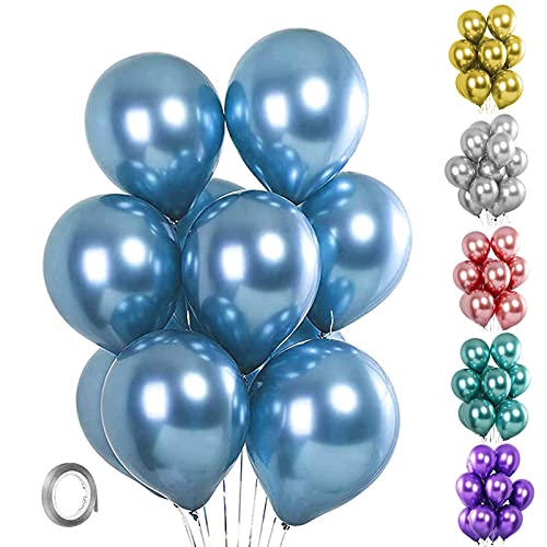 Unisun Globos metálicos, 20 unidades de 30,5 cm de grosor, globos de helio azul metálico para cumpleaños, baby shower, boda, aniversario, festival, carnaval, fiesta, decoración (azul)