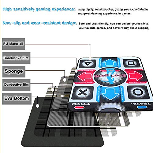 USB Dance Mat Pad, Electronic Musical Playmat Toys PC USB Dancing Mat, Acolchado Mat para una sensación de Arcade