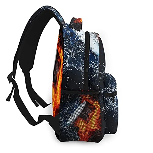 USGYY Mochilas Escolares, Agua de fuego de disco de hockey sobre hielo Mochila Niños Chicas Casual Mochila para Portatil Mochila Universidad Resistente Mochila Instituto