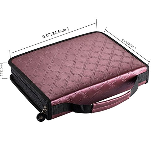 UTRO 120 ranuras PU Cuero portalápices Caja de lápiz de Estudiantes bolso de la pluma Organizador lapiz de color lápiz bolsa de arte dibujo (Purple Red)