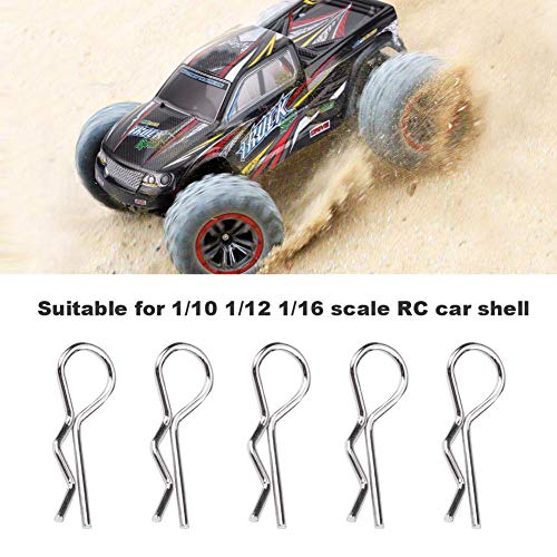 V GEBY 50 Unids Clips Pins, R Tipo Body Clip Pin RC Shell Hebilla Pin Anillo de retención para 1/10 1/12 1/16 Escala Control Remoto Carcasa del Coche