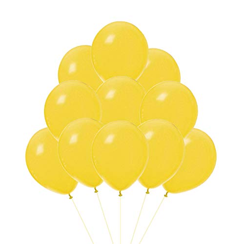 VAIOUS 100 Globos de Látex Elástico,25 cm,8 Pulgadas,Color Liso-Amarillo