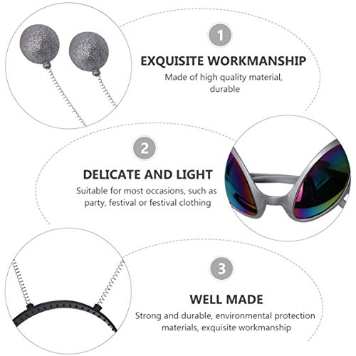 VALICLUD Accesorios para Disfraces Alienígenas Gafas Alienígenas Diadema Marciana de Plástico para Halloween 2 Piezas