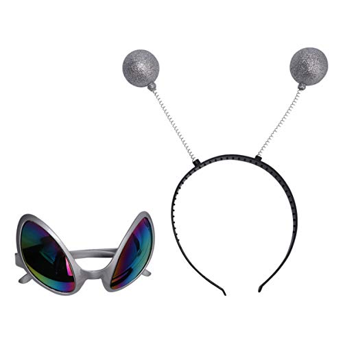 VALICLUD Accesorios para Disfraces Alienígenas Gafas Alienígenas Diadema Marciana de Plástico para Halloween 2 Piezas