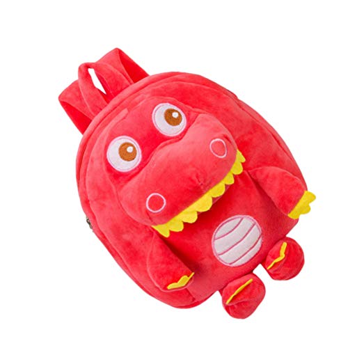 VALICLUD Mochila de Felpa para niños, Adorable Bolsa de Libro de Dinosaurio de Dibujos Animados, Mochila Escolar Ultra portátil para niñas pequeñas (Rojo) Bolsos de Moda para Adultos