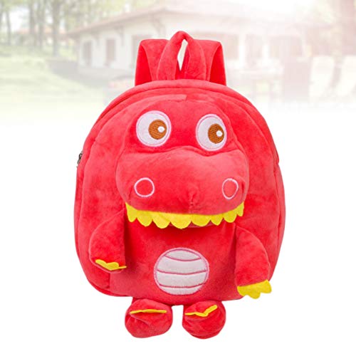 VALICLUD Mochila de Felpa para niños, Adorable Bolsa de Libro de Dinosaurio de Dibujos Animados, Mochila Escolar Ultra portátil para niñas pequeñas (Rojo) Bolsos de Moda para Adultos