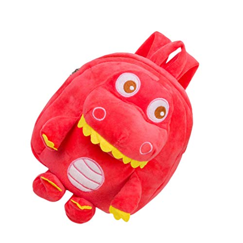 VALICLUD Mochila de Felpa para niños, Adorable Bolsa de Libro de Dinosaurio de Dibujos Animados, Mochila Escolar Ultra portátil para niñas pequeñas (Rojo) Bolsos de Moda para Adultos