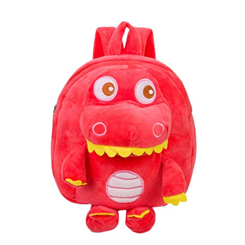 VALICLUD Mochila de Felpa para niños, Adorable Bolsa de Libro de Dinosaurio de Dibujos Animados, Mochila Escolar Ultra portátil para niñas pequeñas (Rojo) Bolsos de Moda para Adultos