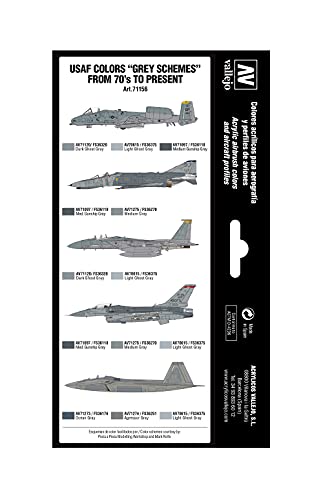 Vallejo 71156 Model Air - Colores Acrílicos, USAF Colors “Grey Schemes” from 70’s to present, 17 ml, 8 uds