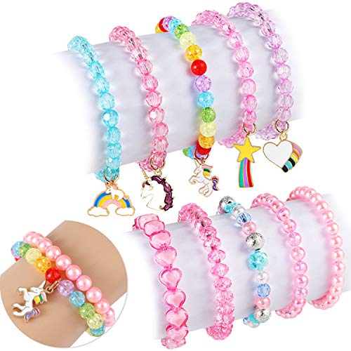 vamei 10 Piezas Pulsera Amistad Niña Pulsera Unicornio Pulseras Niña Ajustables Colorido Pulseras de Cuerda Princesa Joyería Niña Regalo de Cumpleaños de Fiesta