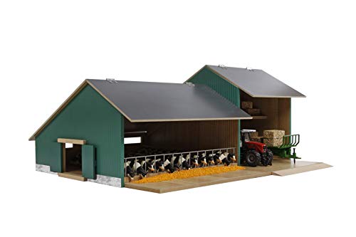 Van Manen Kids Globe Farming Establo para vacas con taller, de madera, escala 1:32, con techo abatible - 610200 , color/modelo surtido