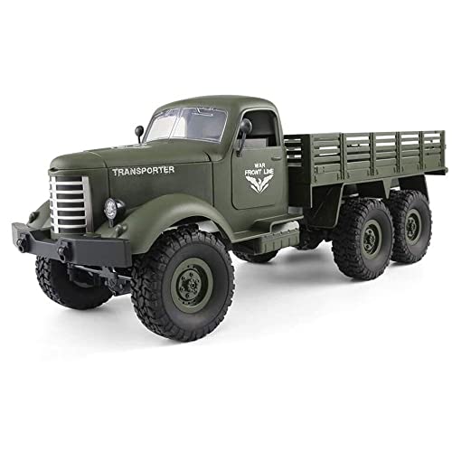 VanFty Rc Cars Rc Military Truck Off-Road Crawler Rc Trucks, 6WD Juguetes todoterreno con orugas 2.4GHz Coches controlados por radio 1/16 proporción Control remoto Camión del ejército para niños, niño