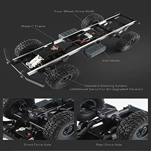 VanFty Rc Cars Rc Military Truck Off-Road Crawler Rc Trucks, 6WD Juguetes todoterreno con orugas 2.4GHz Coches controlados por radio 1/16 proporción Control remoto Camión del ejército para niños, niño