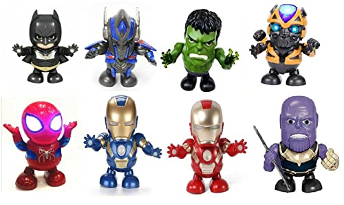 vapewaves Juguetes de héroe de baile – Iron Man, Transformer, Spider Man, Hulk Man Dance Hero Juguetes de baile robot con música ligera Bailando para niños y niñas niños regalo (Iron Man)