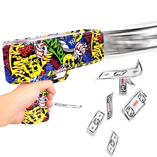 Vecksoy Money Guns Shooter Juguete Rain Money con 100 Billetes Divertidos Juguetes eléctricos de simulación de Papel Moneda para cumpleaños Bodas Fiestas de Navidad Suministros batería no incluida