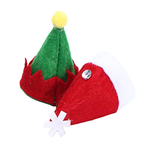 Veemoon 24pcs Mini Christmas Caps Elf Design Lollipop Sombreros Decors No Tejidos Candy Packing Sombreros Suministros de Navidad para la tienda del hogar