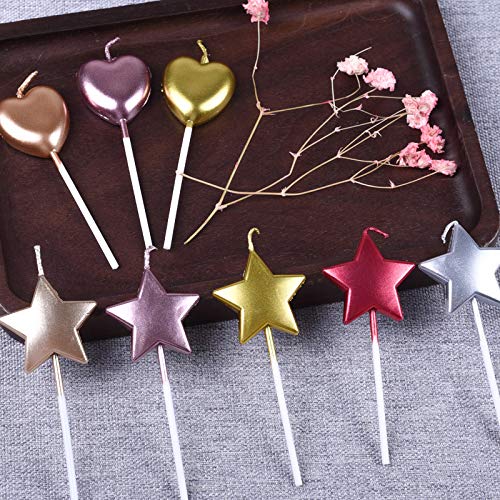 Velas de Cumpleaños en Forma Estrella,6 Pcs Velas únicas para Decorar Pastel de Fiesta di Cumpleaños y Bodas,Velas Decorativas para Decoración un Tarta,Oro