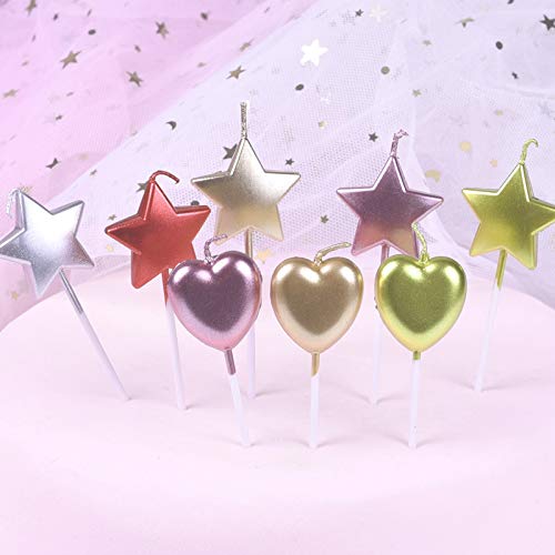 Velas de Cumpleaños en Forma Estrella,6 Pcs Velas únicas para Decorar Pastel de Fiesta di Cumpleaños y Bodas,Velas Decorativas para Decoración un Tarta,Oro