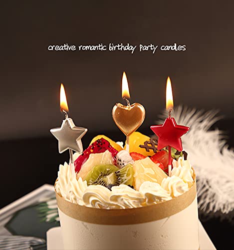 Velas de Cumpleaños en Forma Estrella,6 Pcs Velas únicas para Decorar Pastel de Fiesta di Cumpleaños y Bodas,Velas Decorativas para Decoración un Tarta,Oro