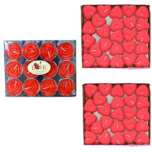 Velas en Forma de Corazón,Romántico de Velas,112 Piezas Conjunto de Decoración Romántica,Velas de Amor Romántica,para Decoración día de San Valentín,Boda,Navidades,Cumpleaños ect