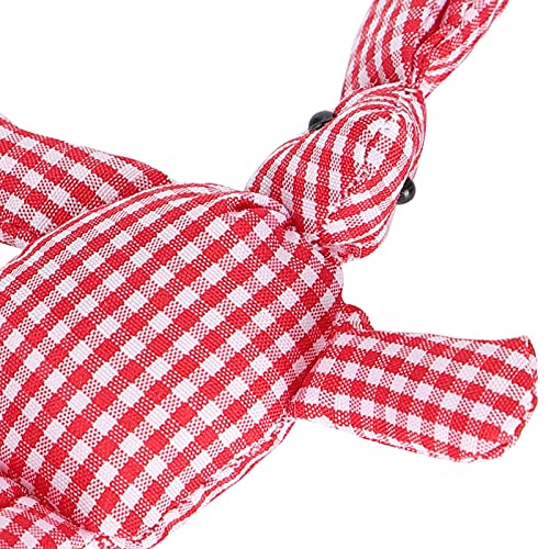 Venta loca Juguetes de peluche de conejos, conejos pequeños para colgar conejos de peluche para fiestas navideñas para decoración para rellenar para relleno de canastas(Red and white grid)