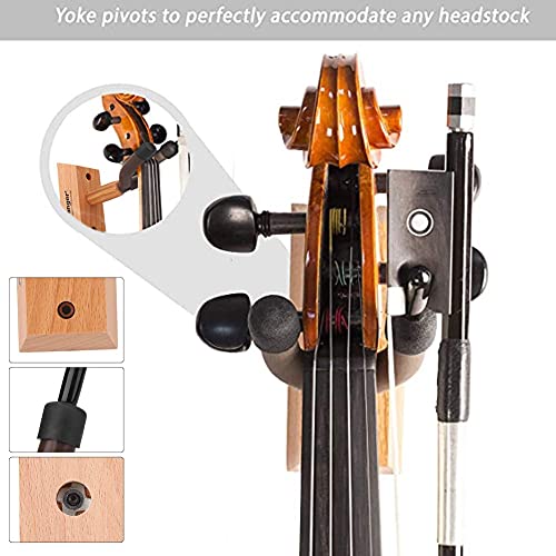 VGEBY Colgador de violín, Base de Madera Gancho para Colgar violín Soporte de Montaje en Pared con Tornillos de Metal para Home Studio