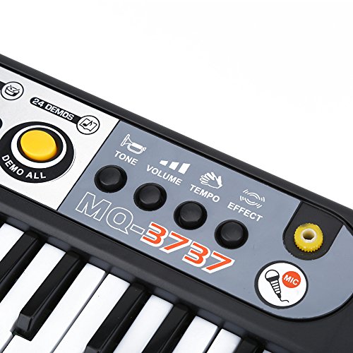 VGEBY1 Piano de juguete, clásico eléctrico digital de 37 teclas, piano con micrófono para aprendizaje musical de niños