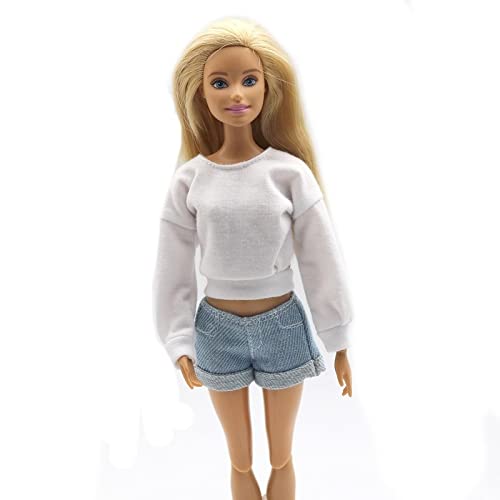 VIAIA 1/6 Muñeca Ropa de muñeca Suéter de Manga Larga Pantalones Denim Grid Daily Wear Accesorios Ropa Vestido for Barbie Muñeca Muñeca Muñeca Muñeca Muñeca Tienda Ventana Muñeca