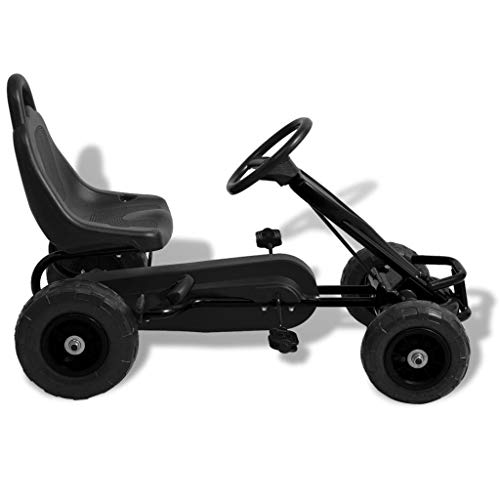 vidaXL Kart de Pedales Negro Neumáticos Coche Infantil Juguete Correpasillos