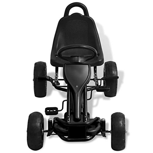 vidaXL Kart de Pedales Negro Neumáticos Coche Infantil Juguete Correpasillos