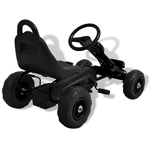 vidaXL Kart de Pedales Negro Neumáticos Coche Infantil Juguete Correpasillos